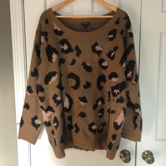 torrid Sweaters - Torrid Leopard Printed Fuzzy Sweater